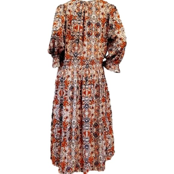 Downing Studio Floral Dress - Size 2X, Orange/Navy Floral Print - New with Tag - Picture 2 of 10